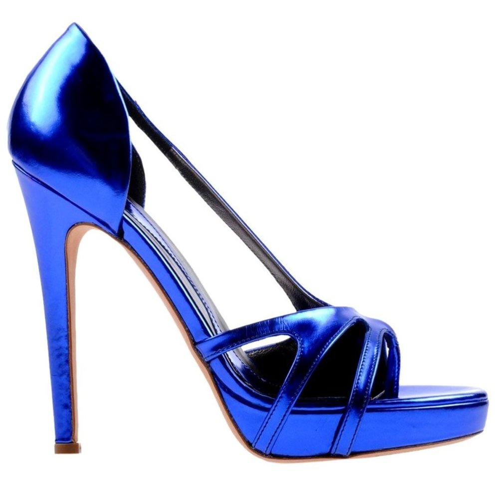 NIB $750 Alexander McQueen electric blue  leather pumps/ sandals